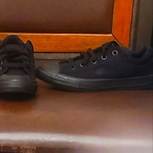 All Black Converse All Stars, Size 3